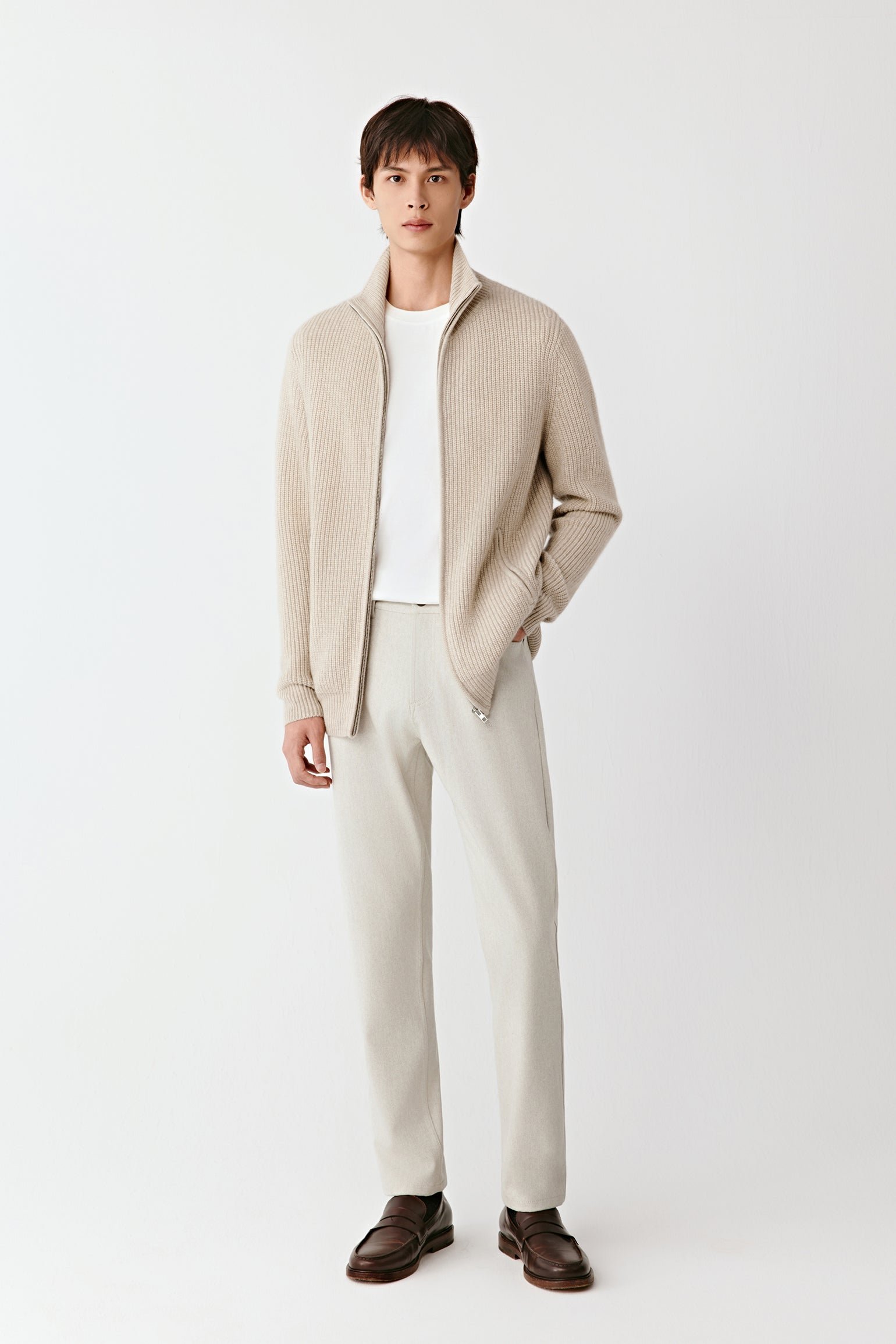 Cardigan zippé en cachemire
