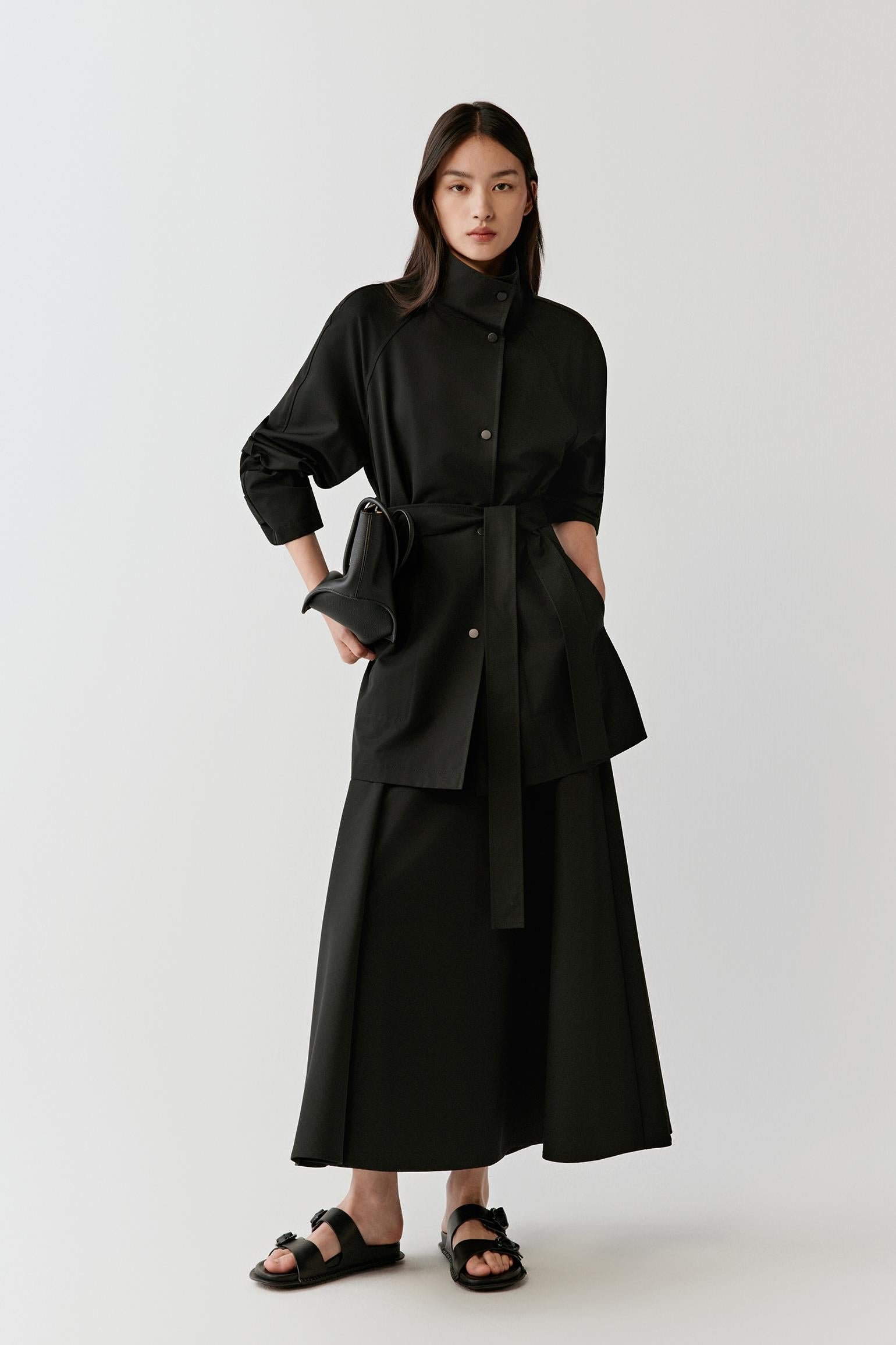Trench-coat court en laine