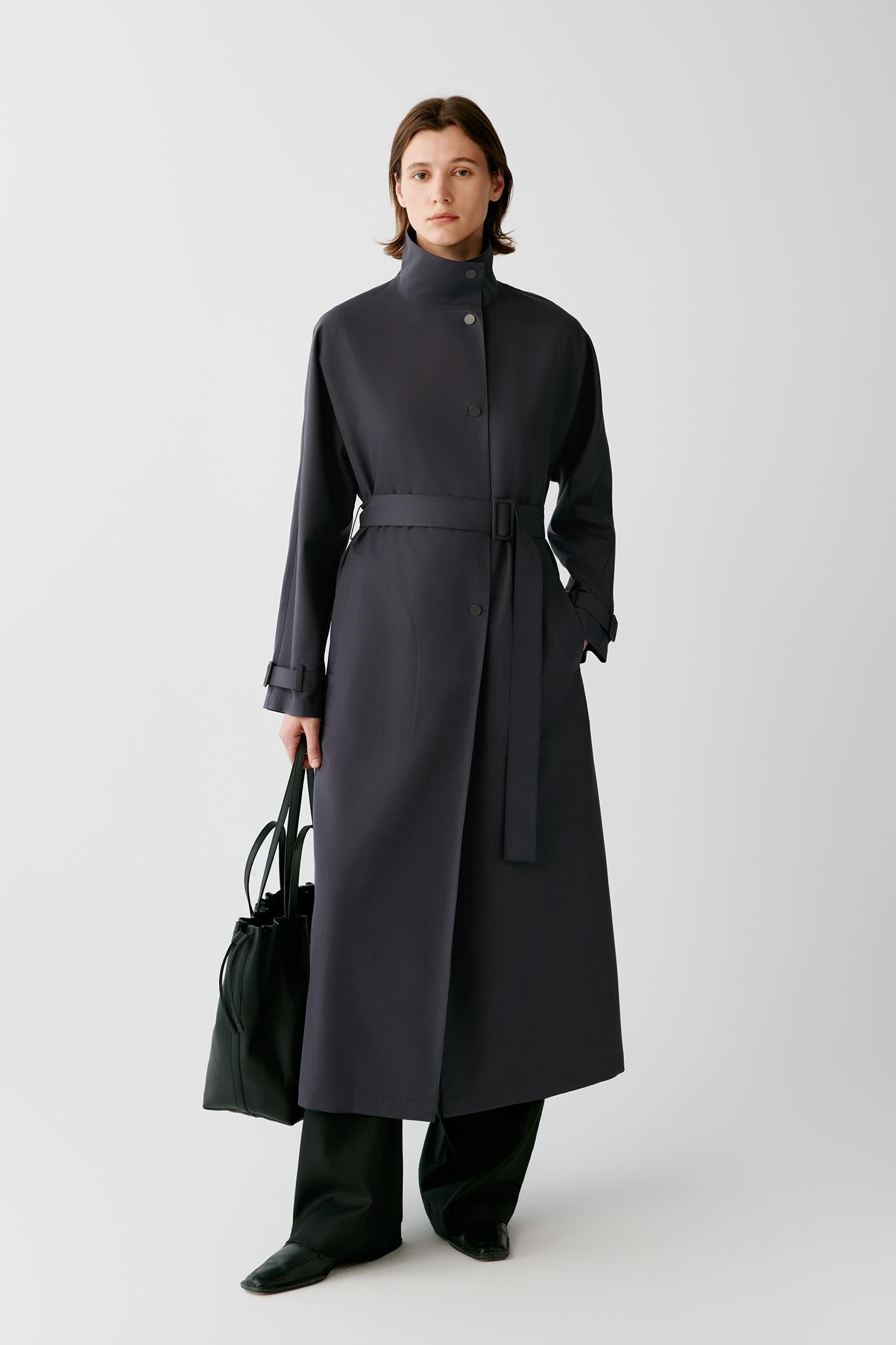 Trench-coat ceinturé en laine