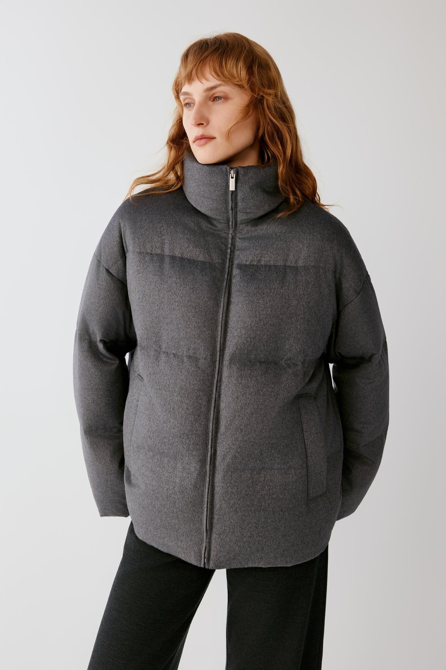 Doudoune en tweed de soie