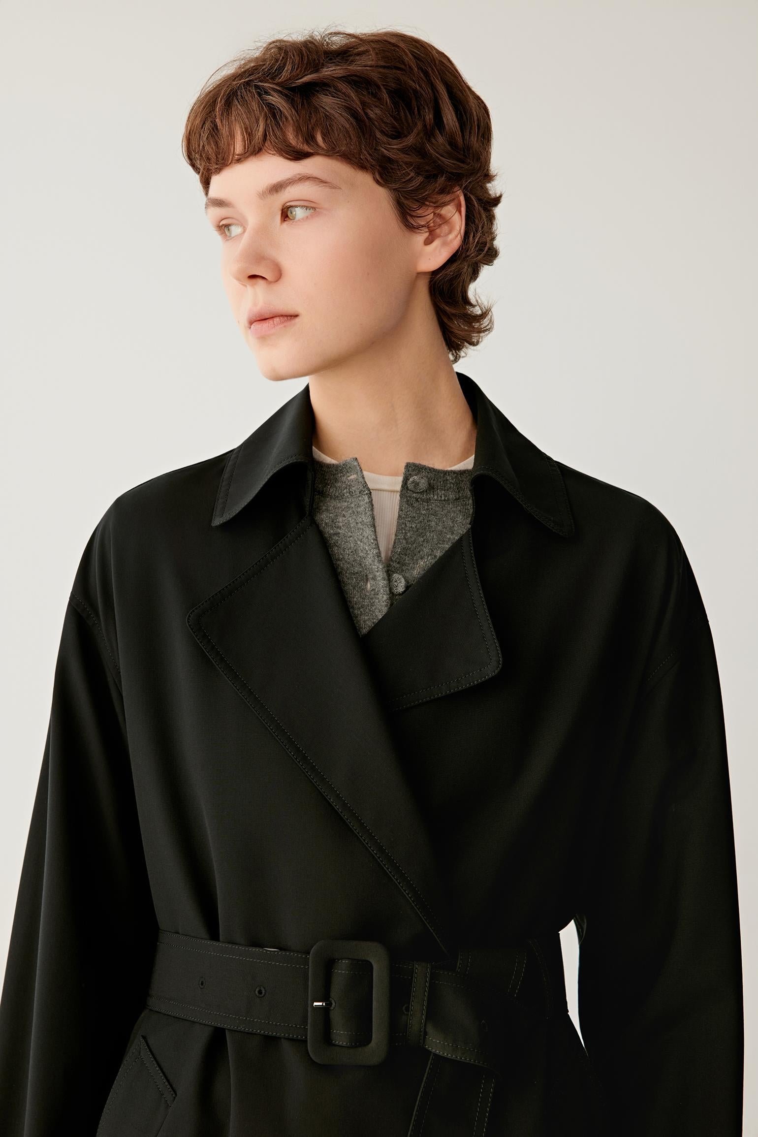 Trench court en laine et soie - Image 4