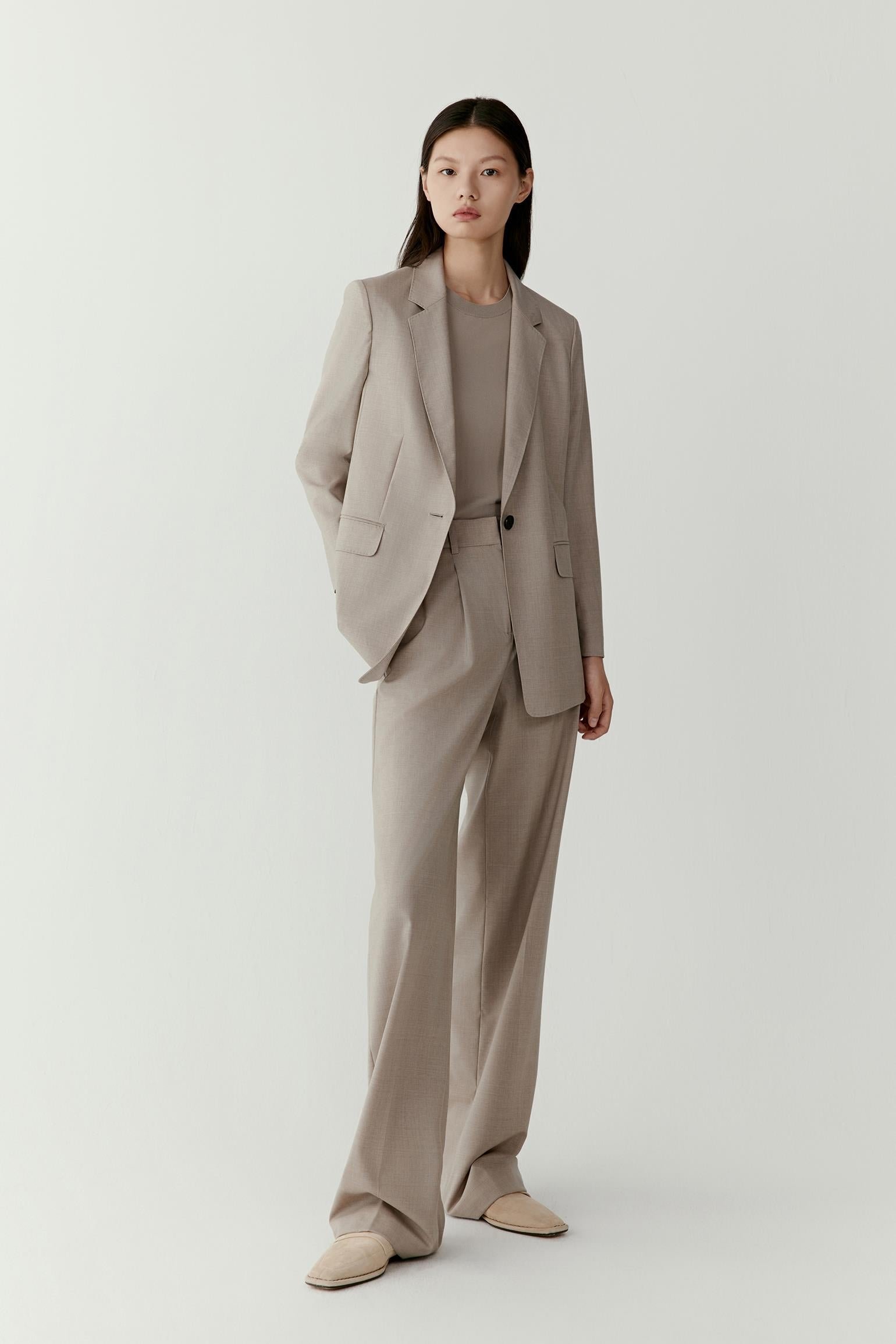 Veste blazer en laine peignée