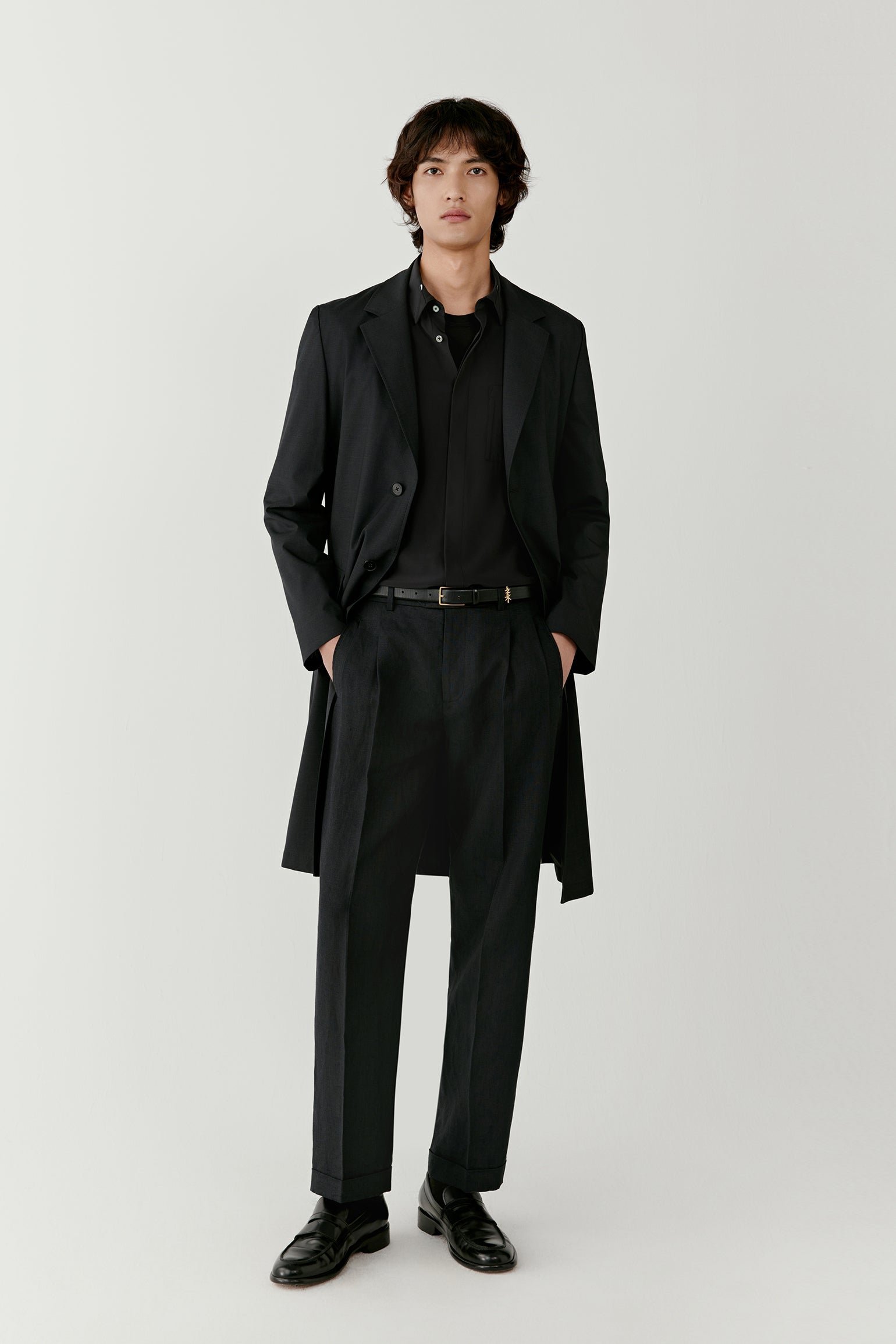 Trench-coat en laine et soie