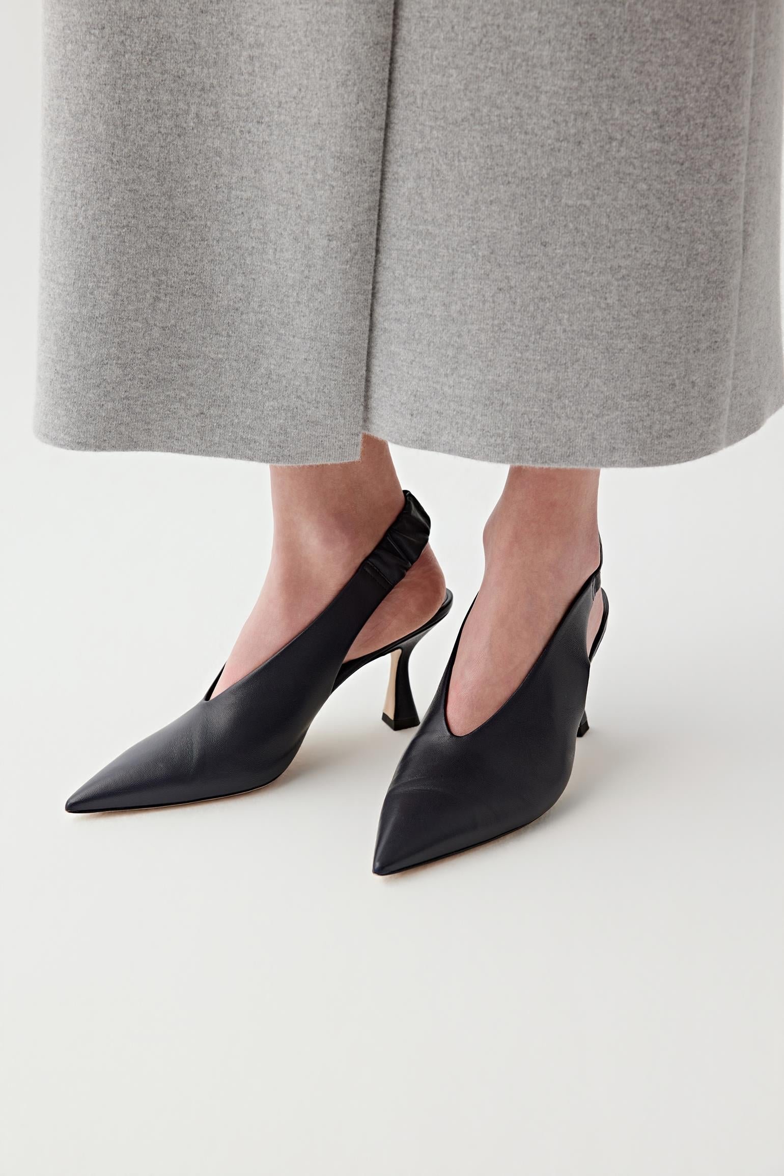 Escarpins slingback en cuir nappa